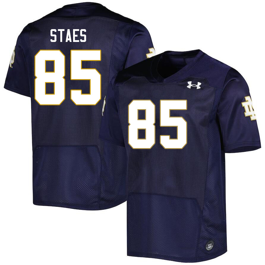 Men #85 Holden Staes Notre Dame Fighting Irish College Football Jerseys Stitched-Navy - Click Image to Close